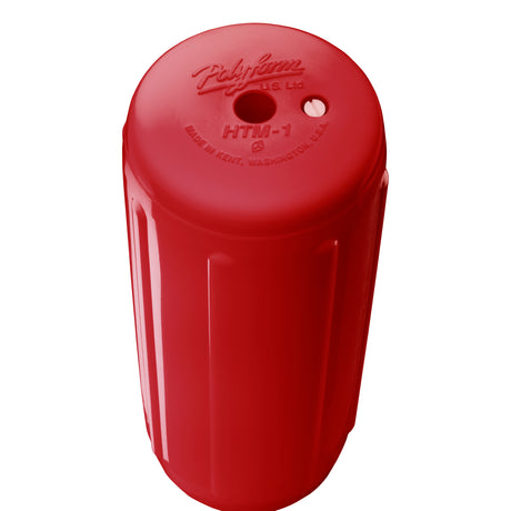 Classic Red hole through center boat fender, Polyform HTM-1 angled shot