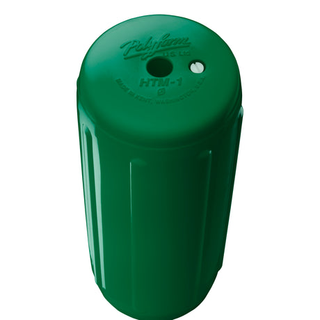 Forest Green hole through center boat fender, Polyform HTM-1 angled shot