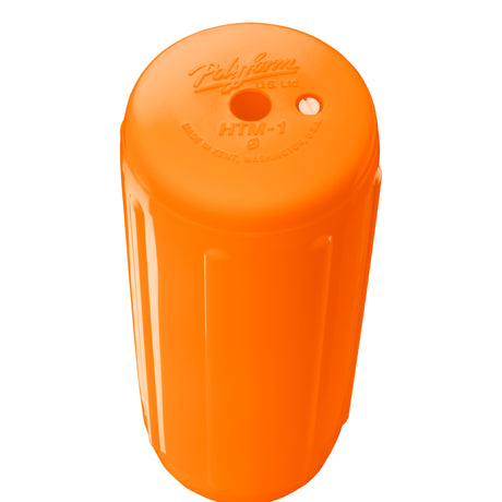 Orange hole through center boat fender, Polyform HTM-1 angled shot