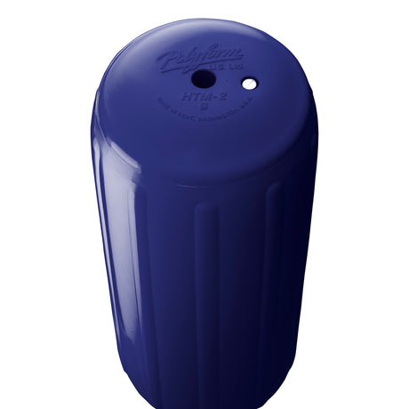 Navy Blue hole through center boat fender, Polyform HTM-2 angled shot