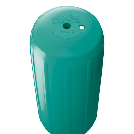 Teal hole through center boat fender, Polyform HTM-2 angled shot