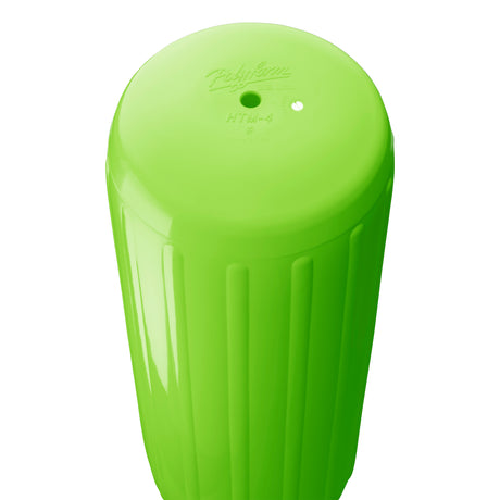 Lime hole through center boat fender, Polyform HTM-4 angled shot