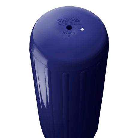 Navy Blue hole through center boat fender, Polyform HTM-4 angled shot