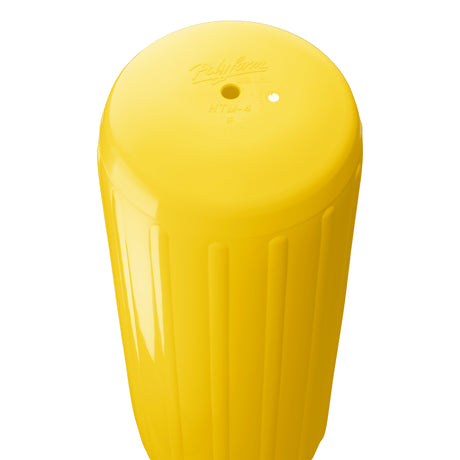 Yellow hole through center boat fender, Polyform HTM-4 angled shot