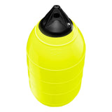 Saturn Yellow low drag buoy with Black-Top, Polyform LD-3 angled shot