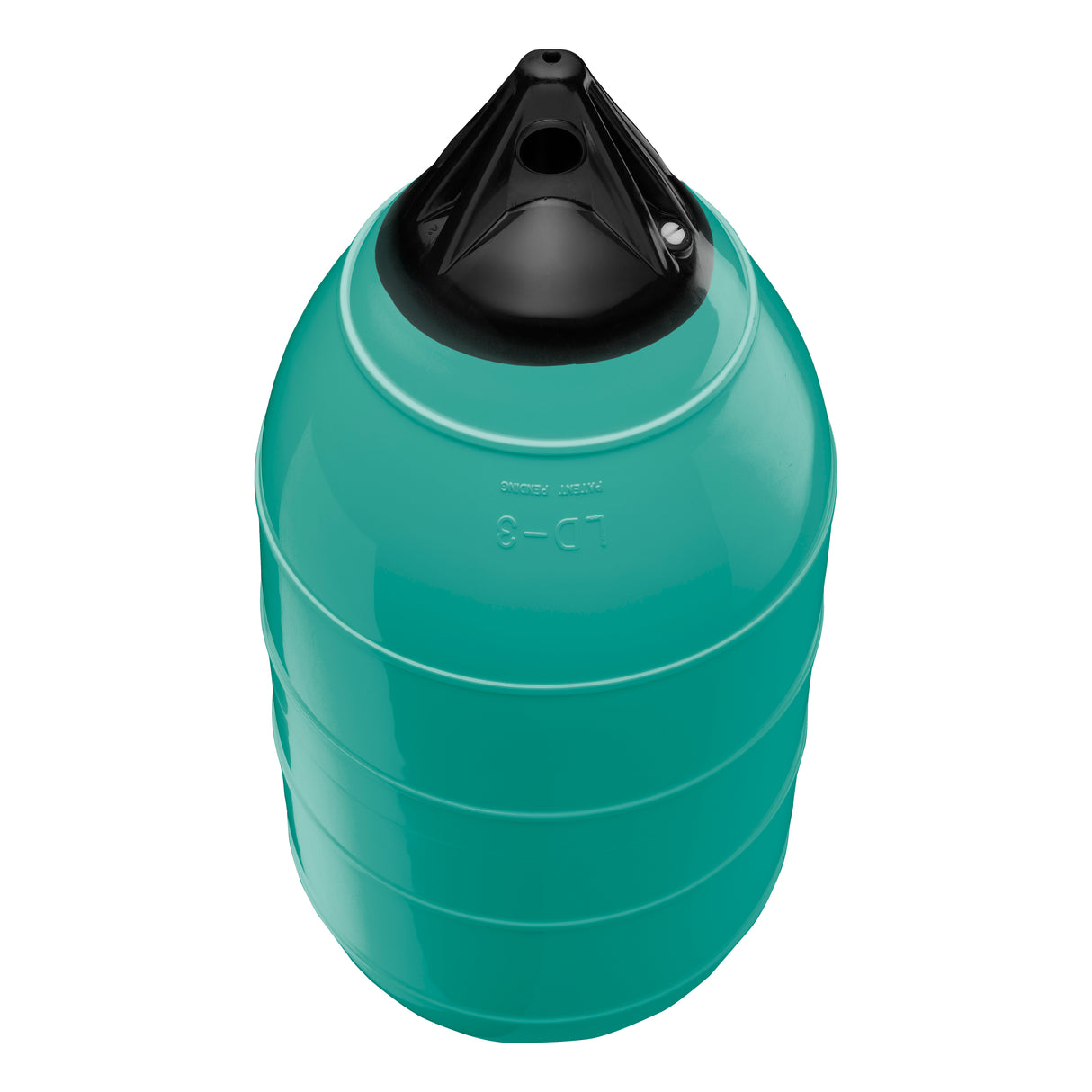 Teal low drag buoy with Black-Top, Polyform LD-3 angled shot