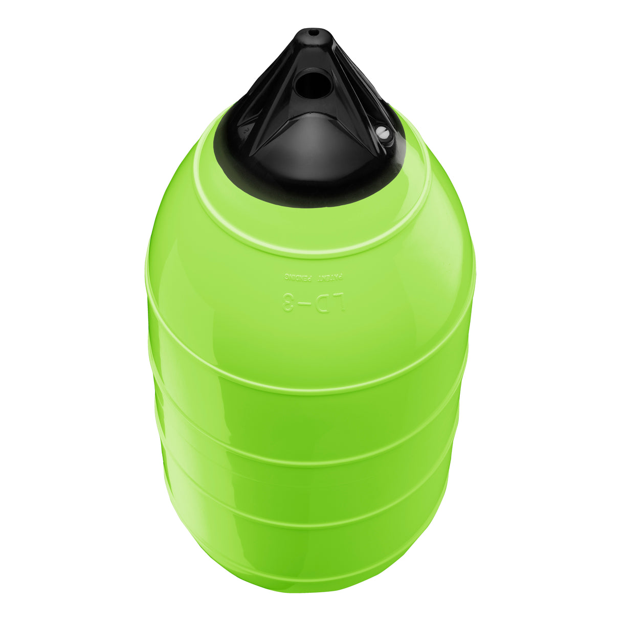 Lime low drag buoy with Black-Top, Polyform LD-3 angled shot