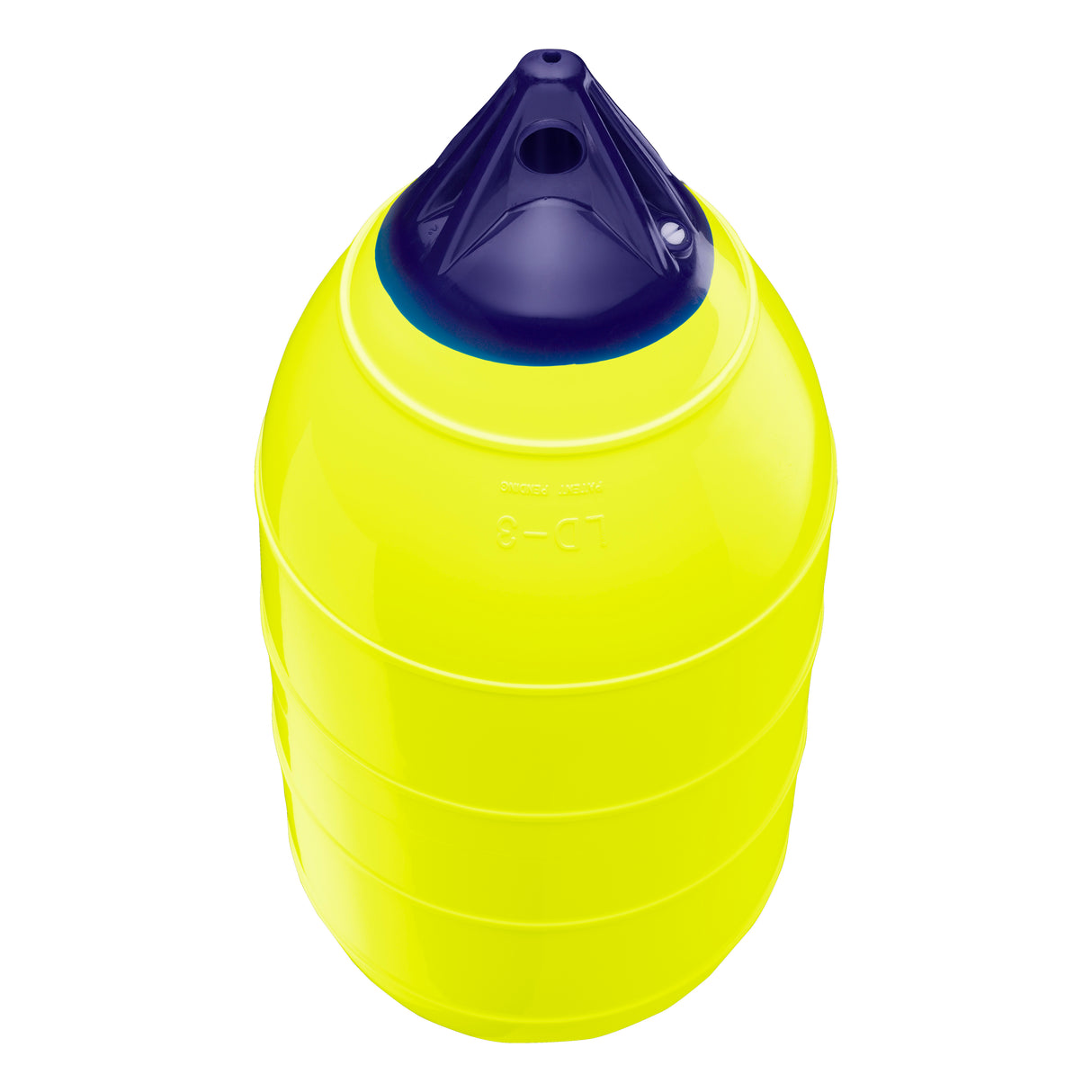Saturn Yellow inflatable low drag buoy, Polyform LD-3 angled shot