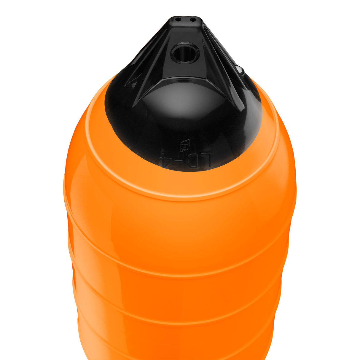 Orange low drag buoy with Black-Top, Polyform LD-4 angled shot
