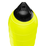 Saturn Yellow low drag buoy with Black-Top, Polyform LD-4 angled shot