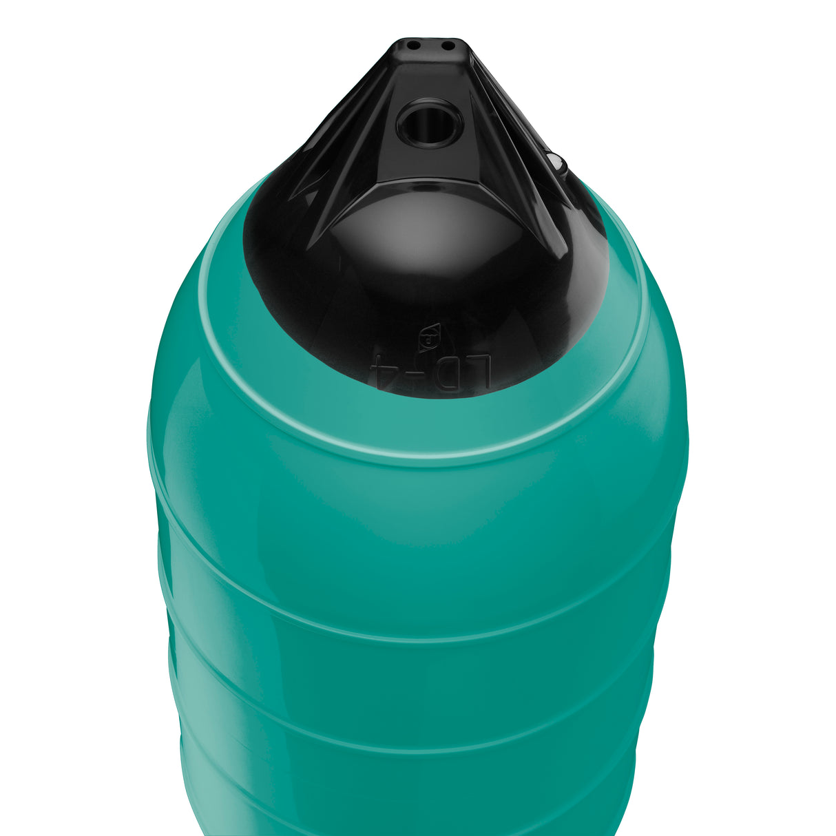 Teal low drag buoy with Black-Top, Polyform LD-4 angled shot