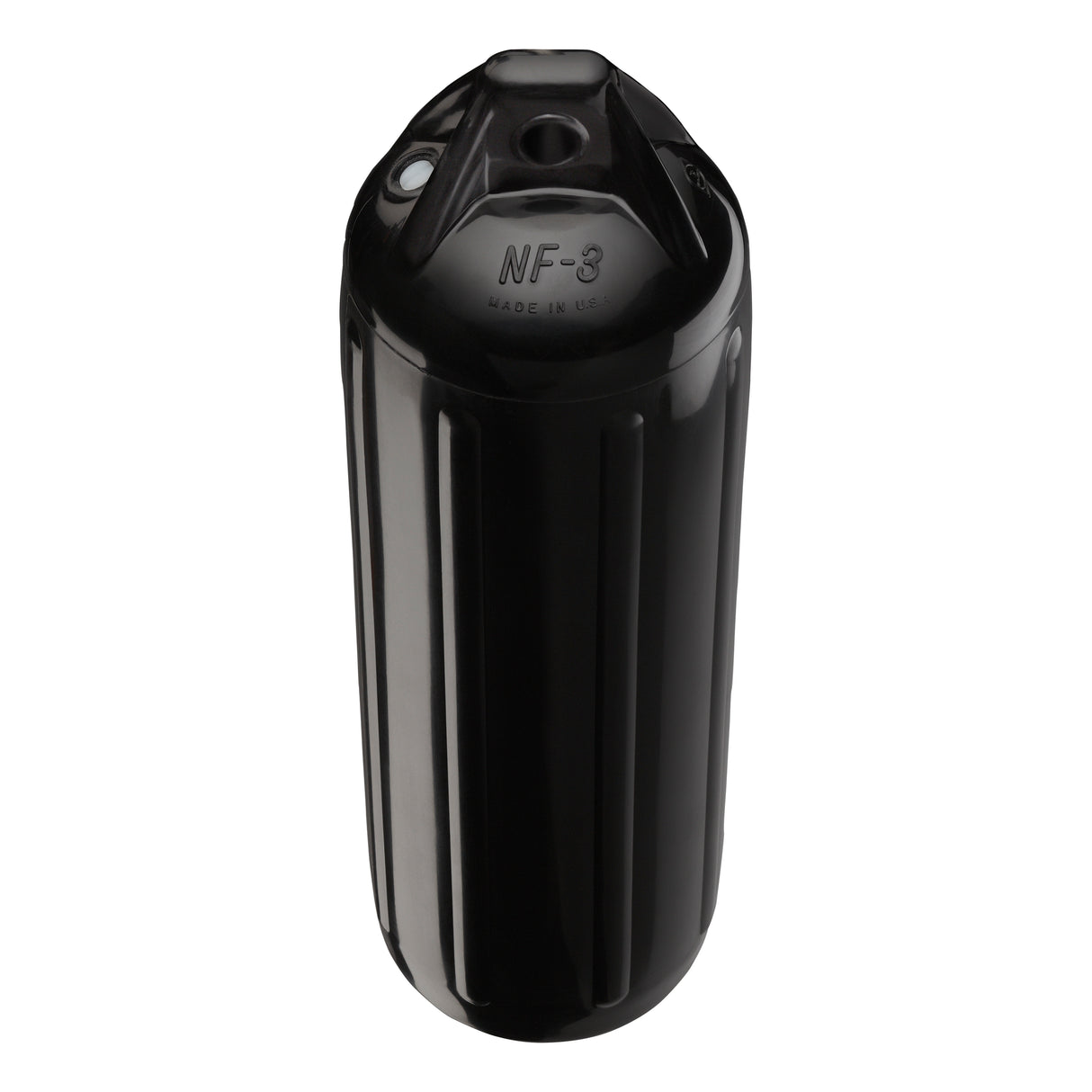 Black boat fender, Polyform NF-3 angled shot