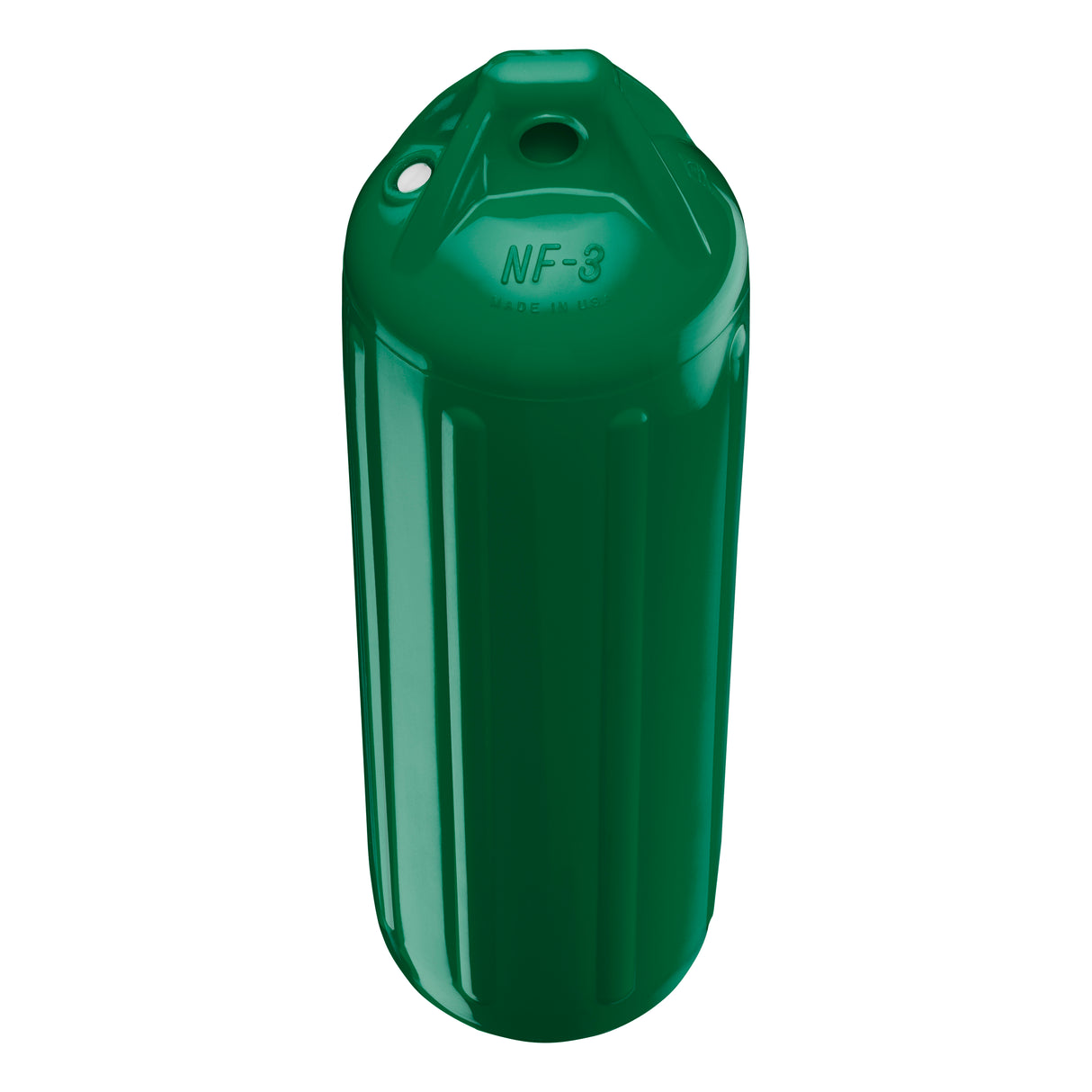 Forest Green boat fender, Polyform NF-3 angled shot