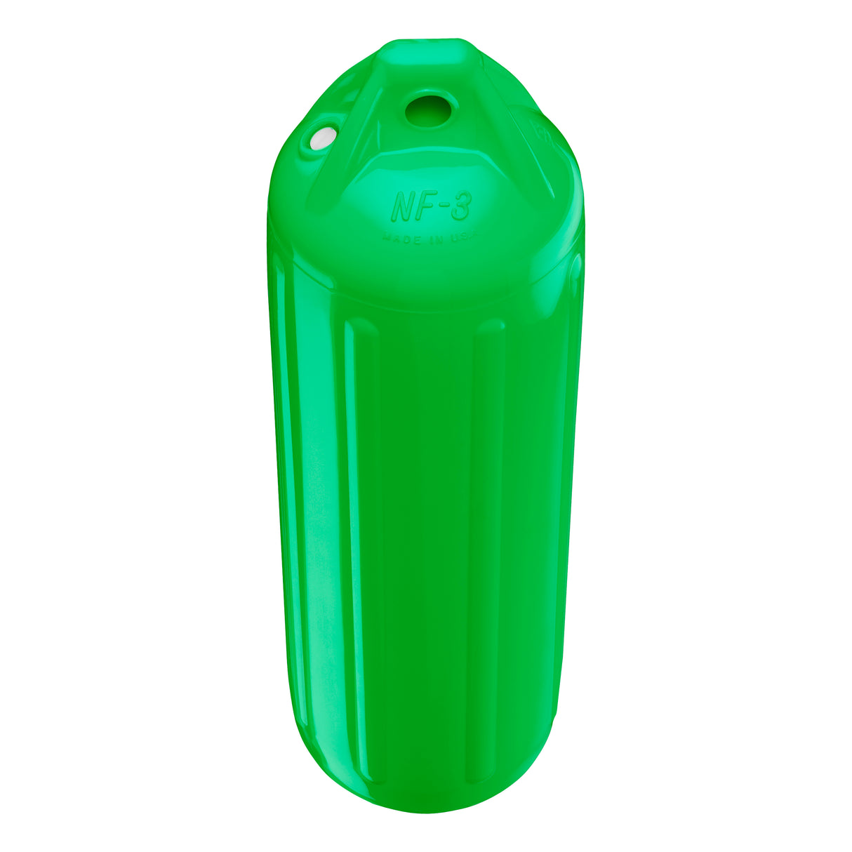Green boat fender, Polyform NF-3 angled shot