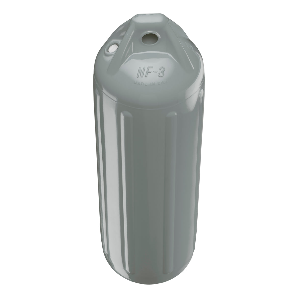 Grey boat fender, Polyform NF-3 angled shot