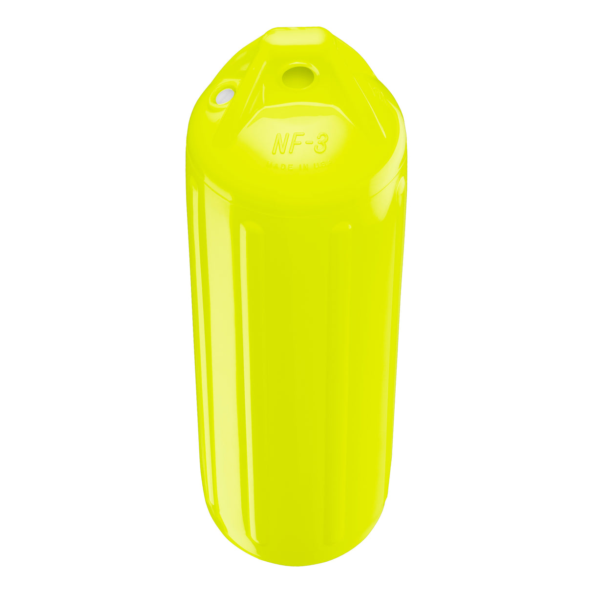 Saturn Yellow boat fender, Polyform NF-3 angled shot