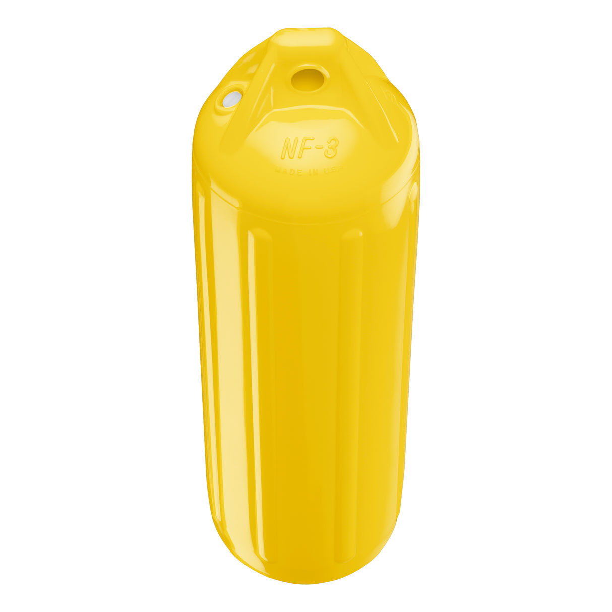 Yellow boat fender, Polyform NF-3 angled shot