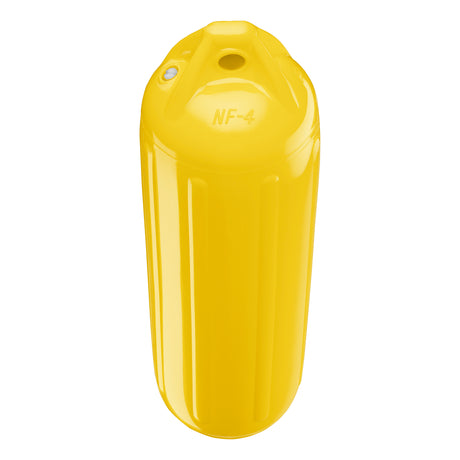 Yellow boat fender, Polyform NF-4 angled shot