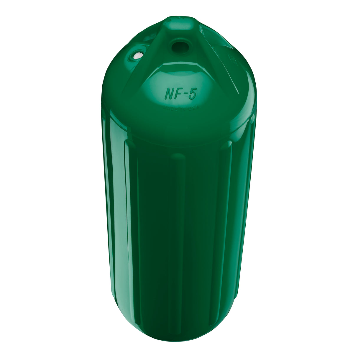 Forest Green boat fender, Polyform NF-5 angled shot