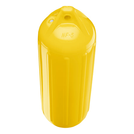 Yellow boat fender, Polyform NF-5 angled shot